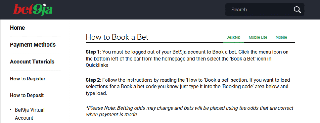 Bet9Ja How To Book A Bet Bet9Ja How To Book A Bet