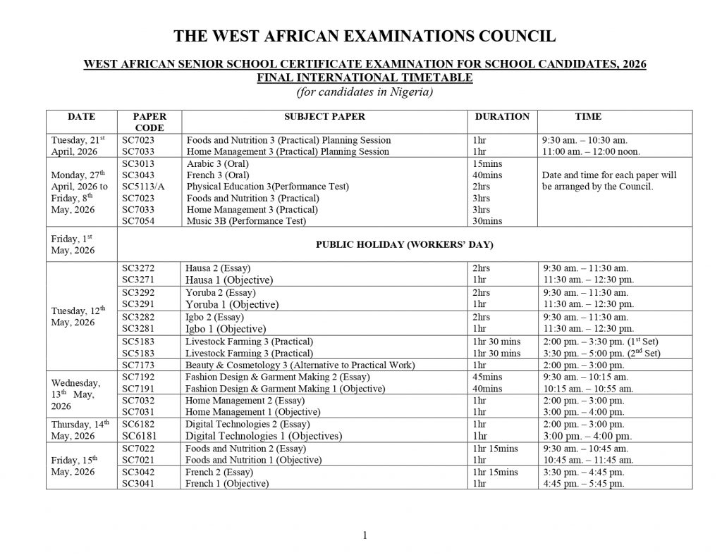 Final Timetable Wassce Sc 2026 Nigeria Page 0001 1024X791 1 Final Timetable Wassce Sc 2026 Nigeria Page 0001 1024X791 1