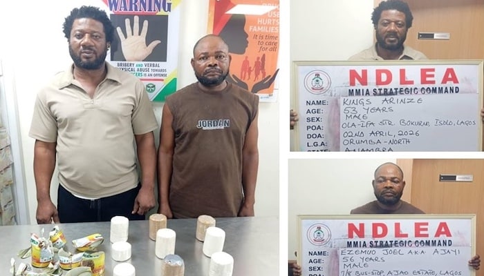 Ndlea Uncovers Cocaine Concealed In Palm Kernel Oil Cans Arrests Kingpin In Lagos Ndlea Uncovers Cocaine Concealed In Palm Kernel Oil Cans Arrests Kingpin In Lagos