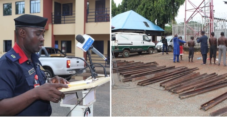 Nscdc Arrests Five Notorious Railway Vandals Recovers Cut Rails In Nasarawa
