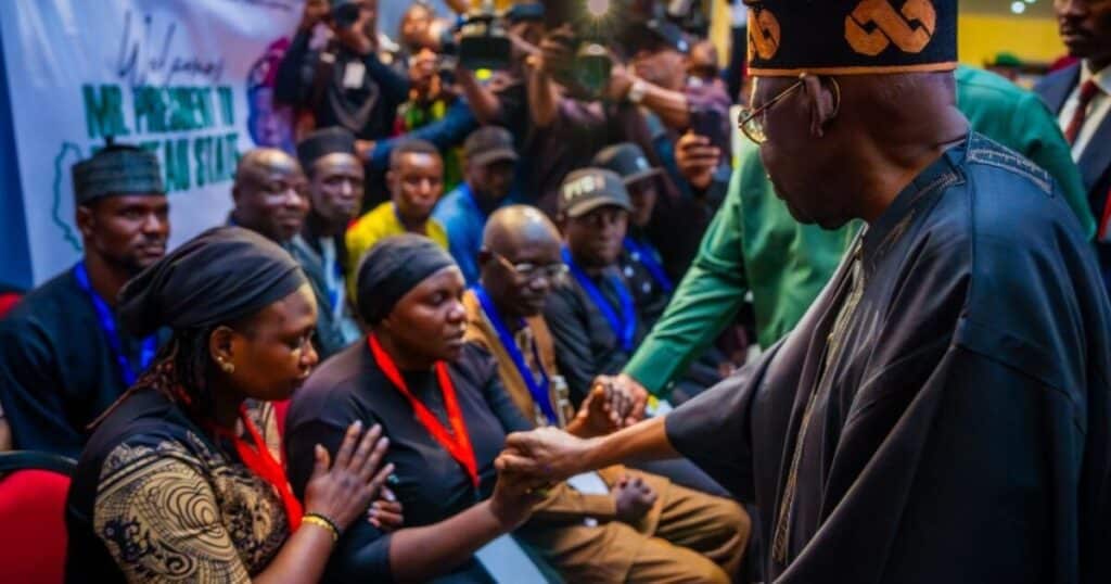Presdient Bola Tinubu Meet Families Of Victims Of Palm Sunday Attack In Plateau State 1200X630 1