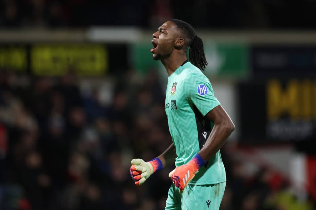 Arthur Okonkwo Wrexham Celebrates Teammate 1050418763